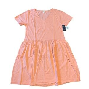 Melrose & Market dress coral orange v‎ neck organic cotton large NWT